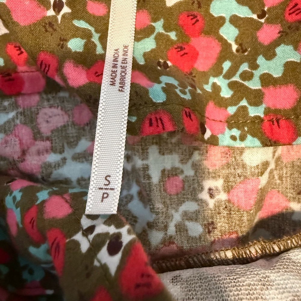 FREE PEOPLE Green Red Floral Pennie Puffed Sleeve Mini Dress Size Small S Womens - Picture 8 of 9